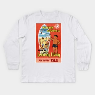 Vintage Travel Poster Western Australia Kids Long Sleeve T-Shirt